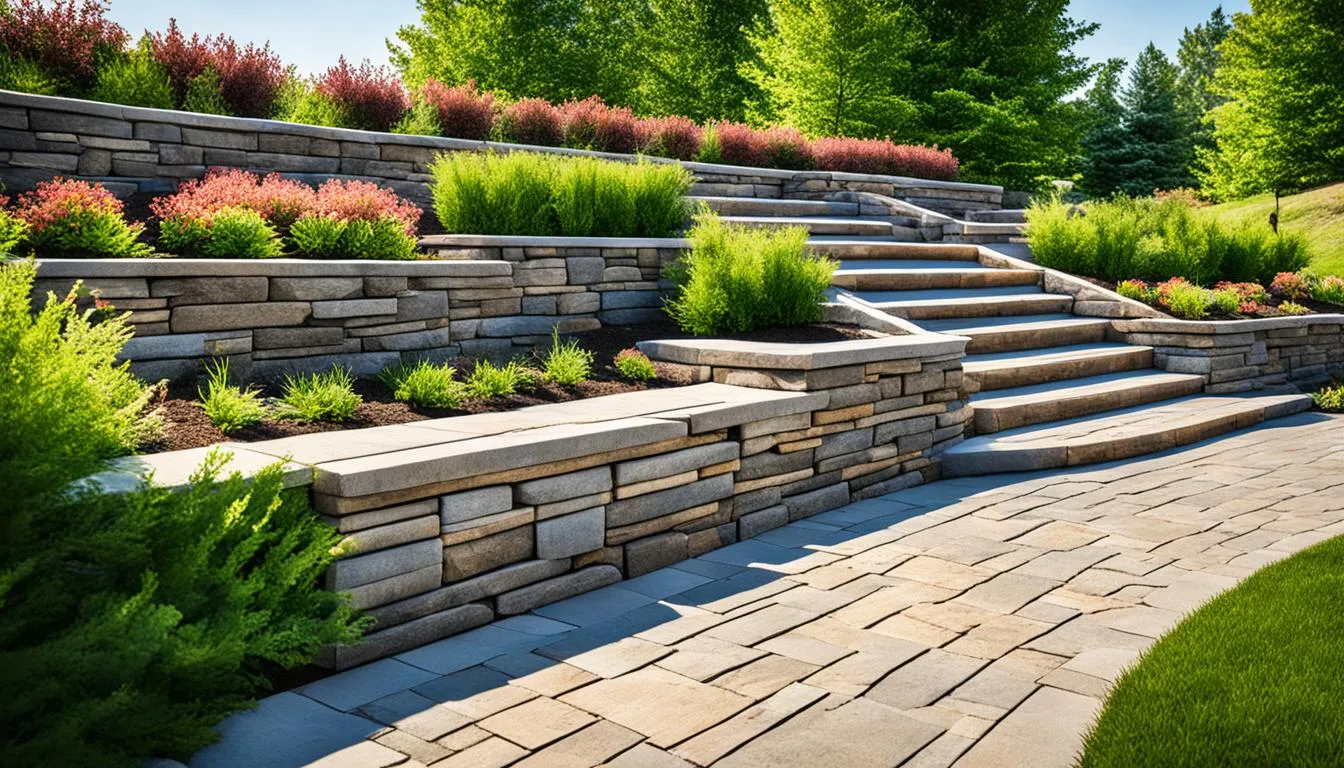 Centerport retaining wall behind pool deck, Cambridge MaytRx